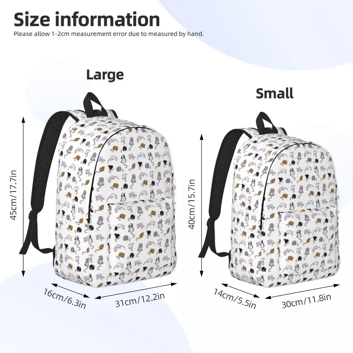 Mochila escolar para niños y niñas, bolsa ligera para roedores y ratones, para guardería y preescolar