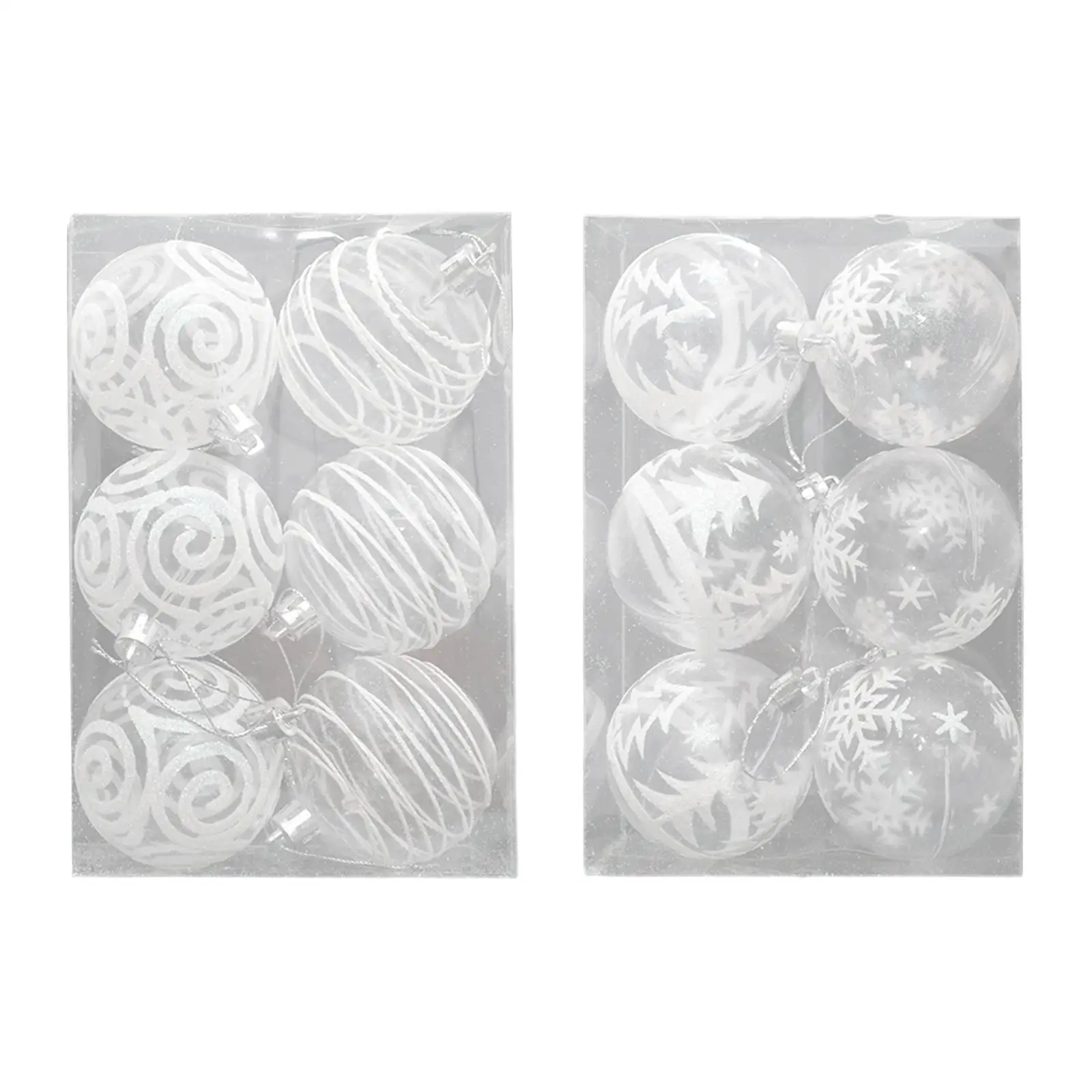 6 قطع من كرات عيد الميلاد الشفافة 60 مم زينة شجرة عيد الميلاد الصغيرة #4