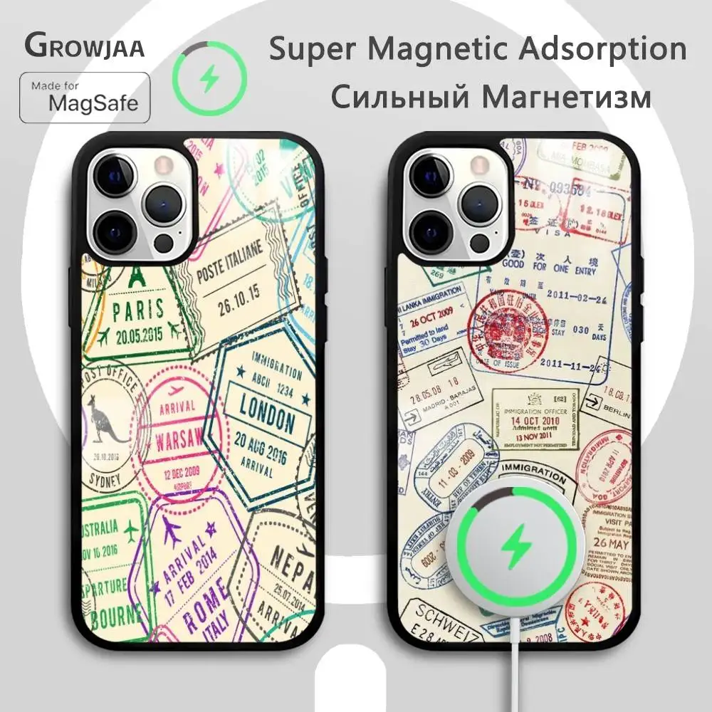 

Postmark Tourism Fashion Phone Case For IPhone 16 15 14 13 12 11 Pro Max Plus Mini Magsafe Mirror Wireless Magnetic Funda