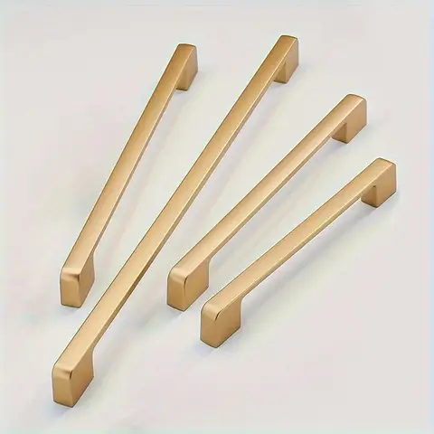 1-12pcs Elegant Matte Golden Aluminum Alloy Handles - Durable Painted Cabinet & Drawer Pulls for Kitchen and Furniture