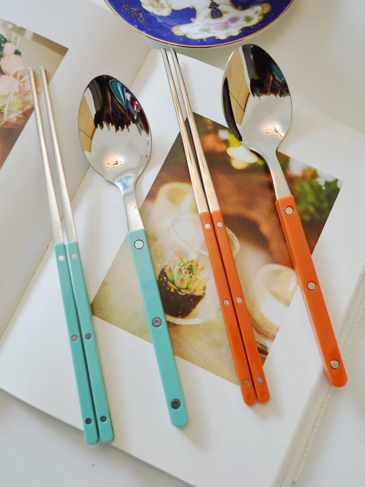 Elandil Cher Home Use 304 Stainless Steel Utensils Chopsticks And Spoon Small Pub Korean Style Dining Tableware Set