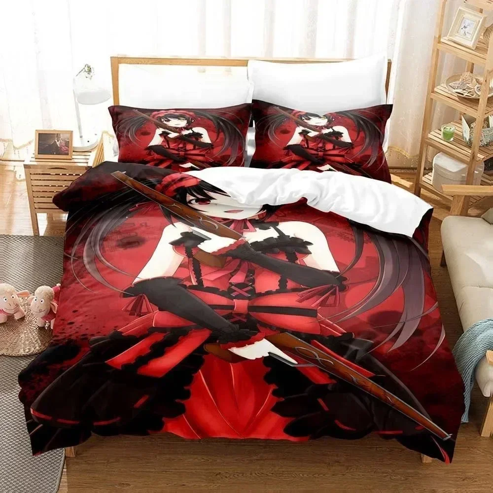 

3D Anime Kawaii Girls Date A Live IV Bedding Set Single Twin Full Queen King Size Bed Set Adult Kid Bedroom Duvetcover Sets