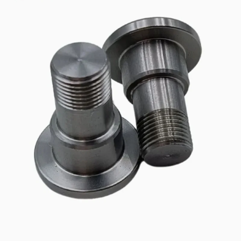 One-Piece CNC Turning Custom Double Shoulder Double End Full Thread Stud, Carbon Steel Heat Treated Black Oxide Finish
