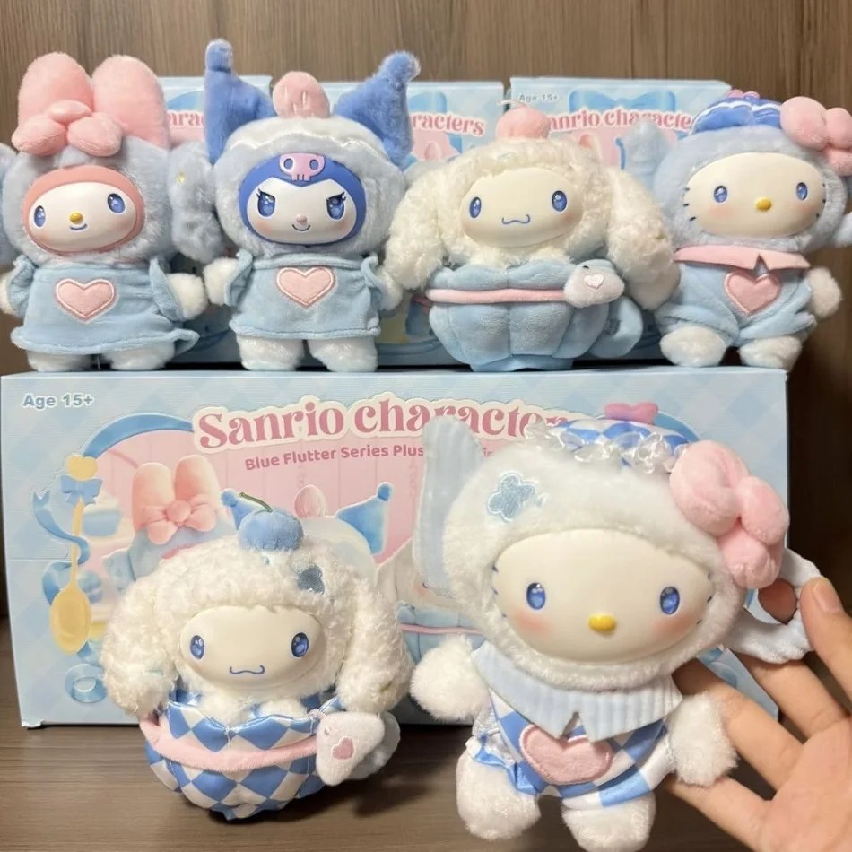 

2026 Hot Sanrio Family Blue Flutter Series Vinyl Plush Blind Box Cute Cartoon Hello Kitty Kuromi Girl Bag Pendants Birthday Gift