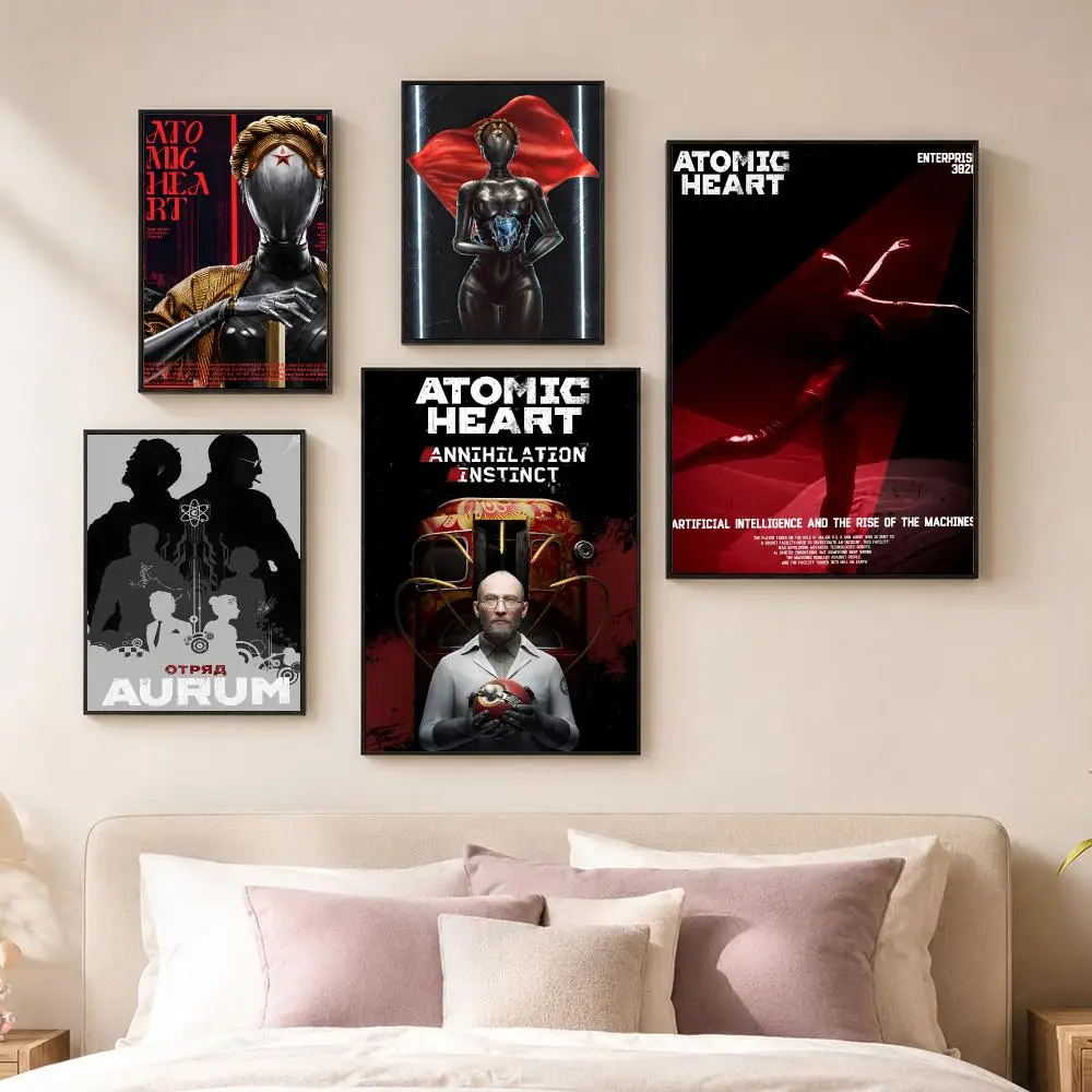 Shooting Game A-Atomic Heart Poster Vintage PP Paper Wall Art Home Decor Print for Bedroom Living Room Aesthetic Gift