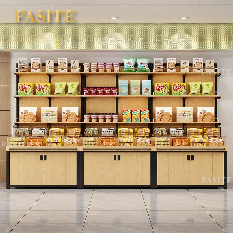 For Supermarket Wall Mounted Snack Display Shelf Bulk Food Cabinet for Dried Fruit Candy Grains Rice Noodles Egg Storage Rack