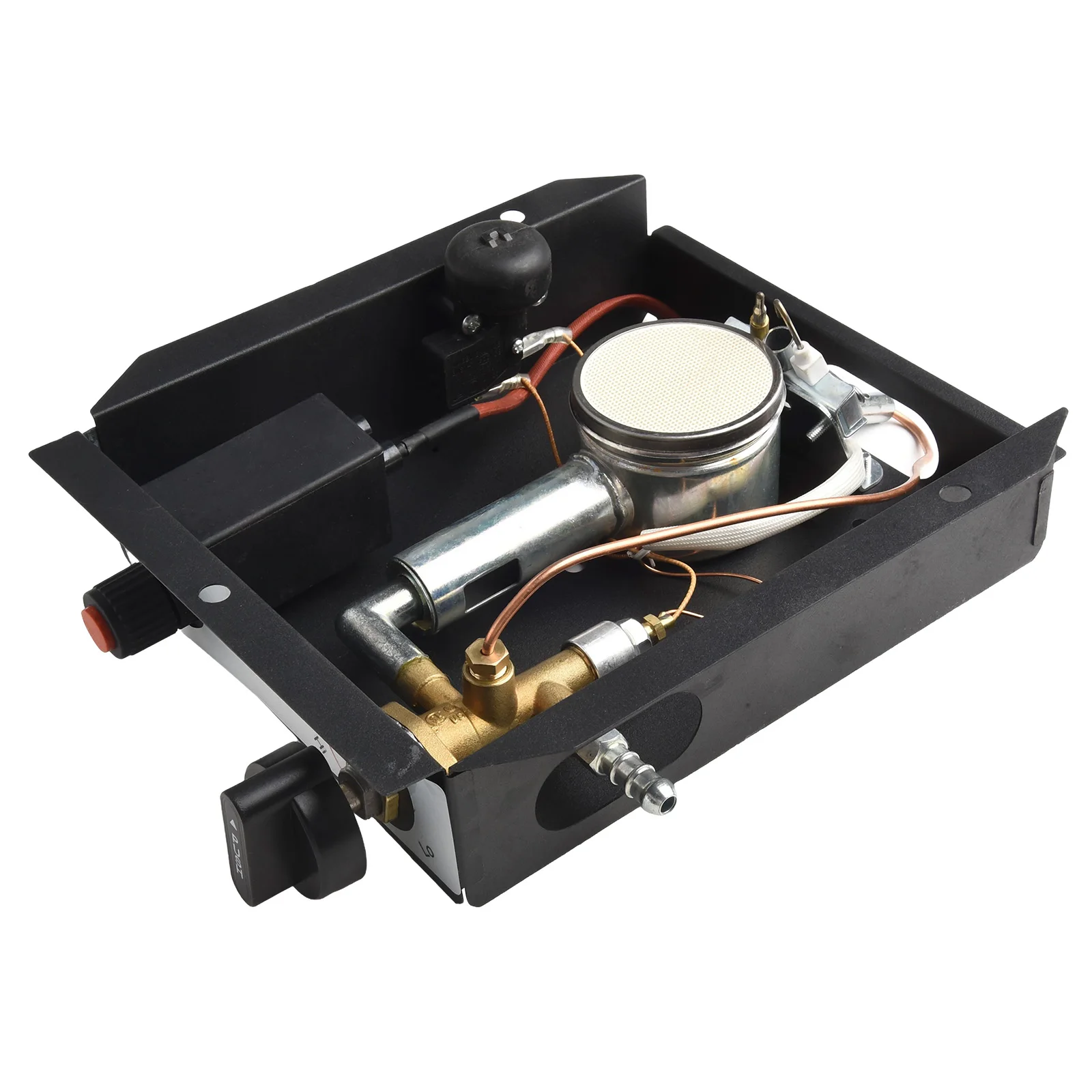 

Outdoor Heater Kit Burner Module Assembly 3 8 Male Flare Fitting 47,000 BTU Output For 4-Sided Glass Tube Heater
