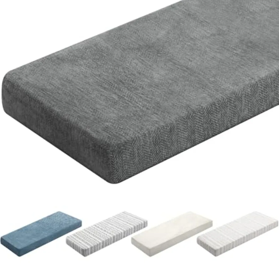 Bench Cushion x4 for Indoor Furniture Weaving Texture Chenille Kitchen Bay Window Non Slip Seat Cushion Tufted Thicken Pad for