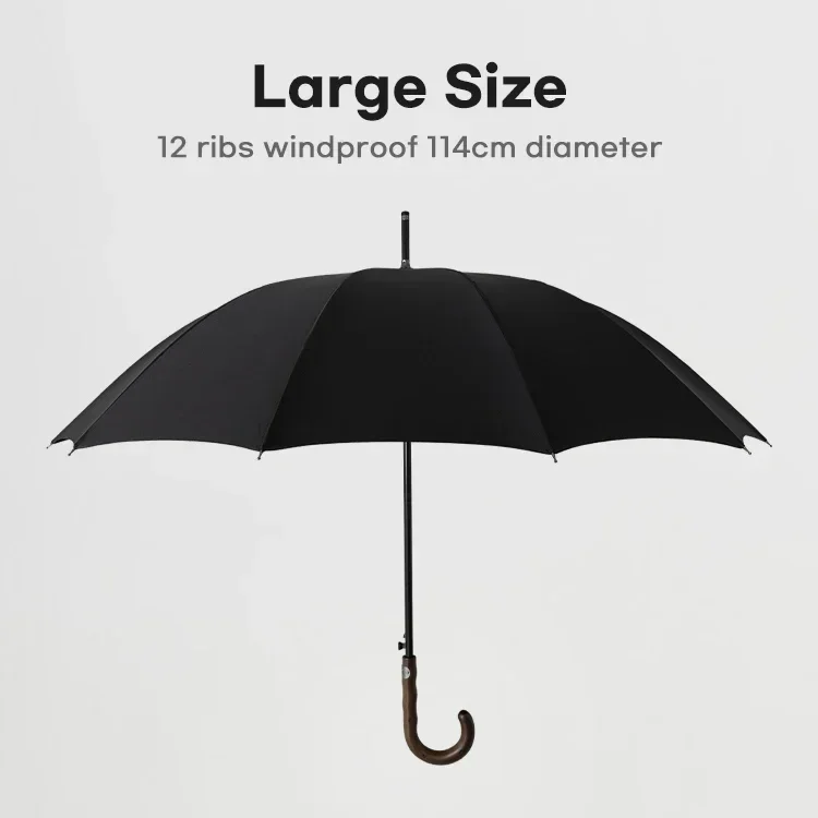 Parachase Windproof Big Umbrella Men Wooden Long Handle Large Golf Umbrella Luxury Outdoor Vintage Umbrella Rain 12 Ribs