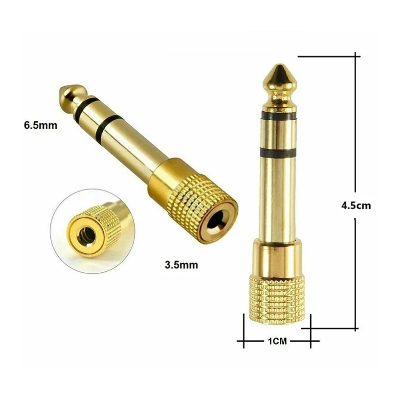 Headphone Audio Adapter 6.35mm Male to 3.5mm Female AUX Cable Adapter for Audio Guitar Amplifier