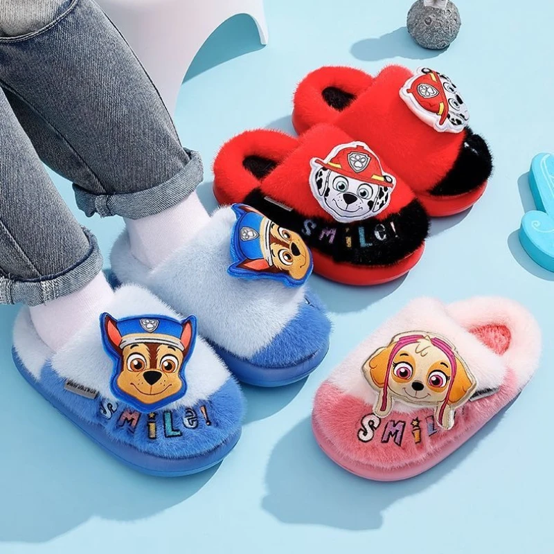 New Winter Wrap Heels Cute Cartoon Cotton Slippers Children's Non-slip Soft For Kids Girls Boys Baby Warm Plush Home Shoes
