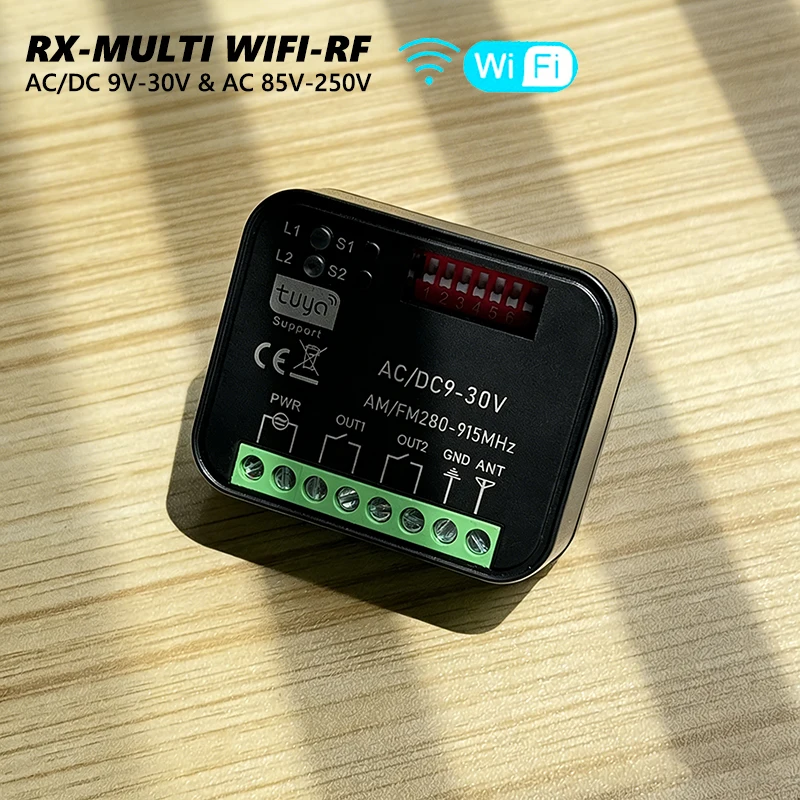 

Универсальный многоканальный Wi-Fi приемник RX MULTI Tuya с интеллектуальным переключателем, 2 канала, 300-868 МГц, приемник для дистанционного управления гаражными воротами.