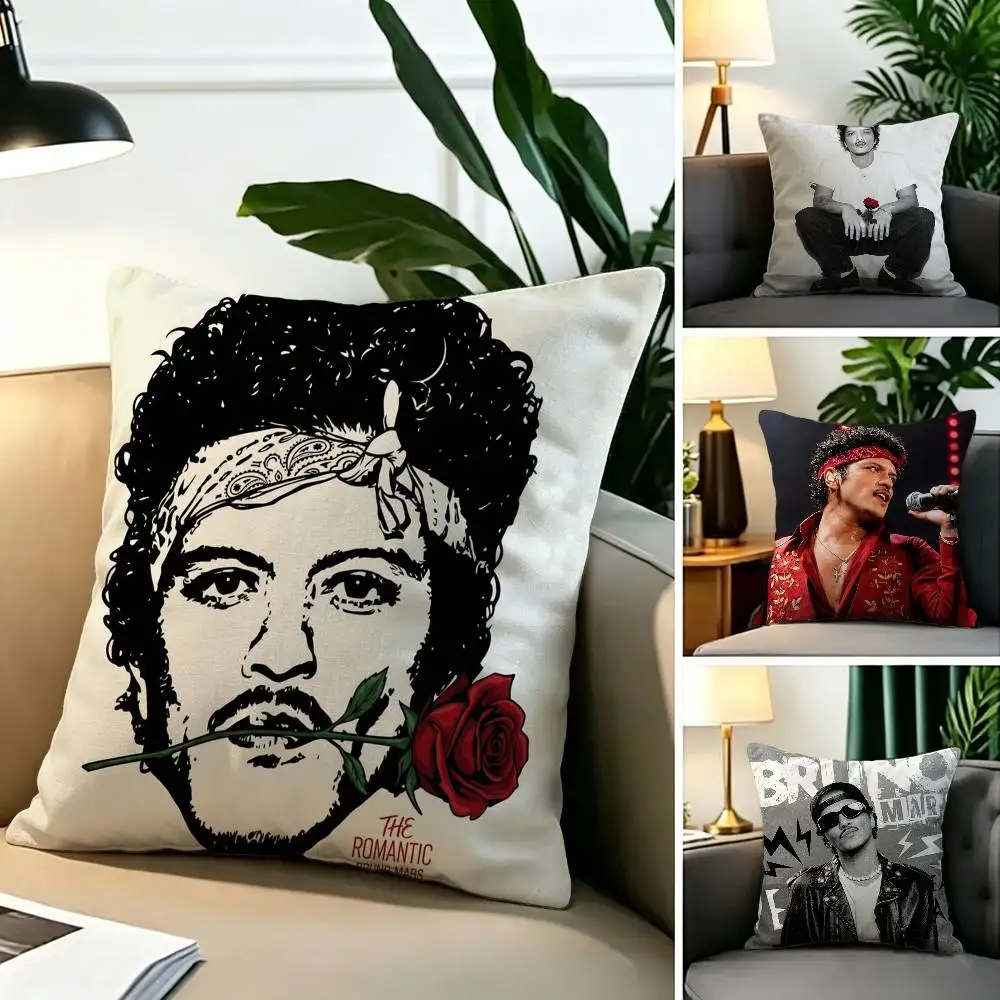 Singer B-Bruno M-Mars  Pillow Case Square Double-Sided Sofa Cushion Cover Bedroom Bedside Pillow