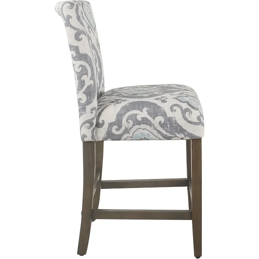 

Modern Blue Bar Stool 24", Counter Height with Backrest for Dining & Cafe Seating