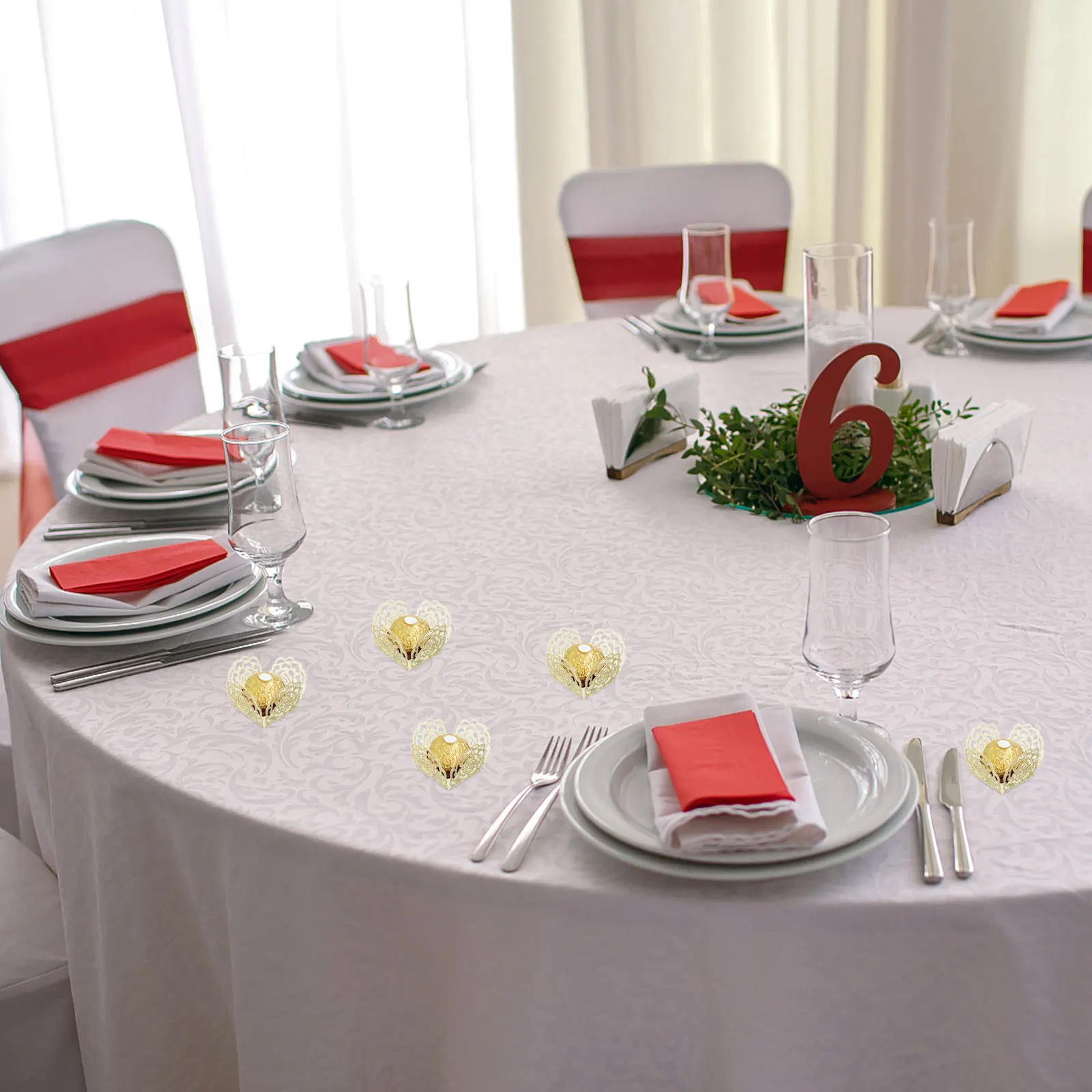 

50 Pcs Chocolate Tray Dessert Paper Packaging Hollow Rose Table Centerpieces Party Supplies Lightweight Storage