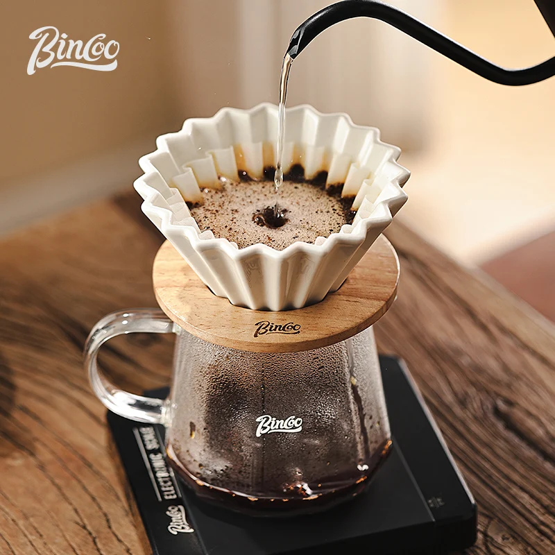 Bincoo Pour Over Coffee Dripper with Paper Filter 1-4 Cup Hand Brewing Coffee Tools Professional Home Kitchen Accessories