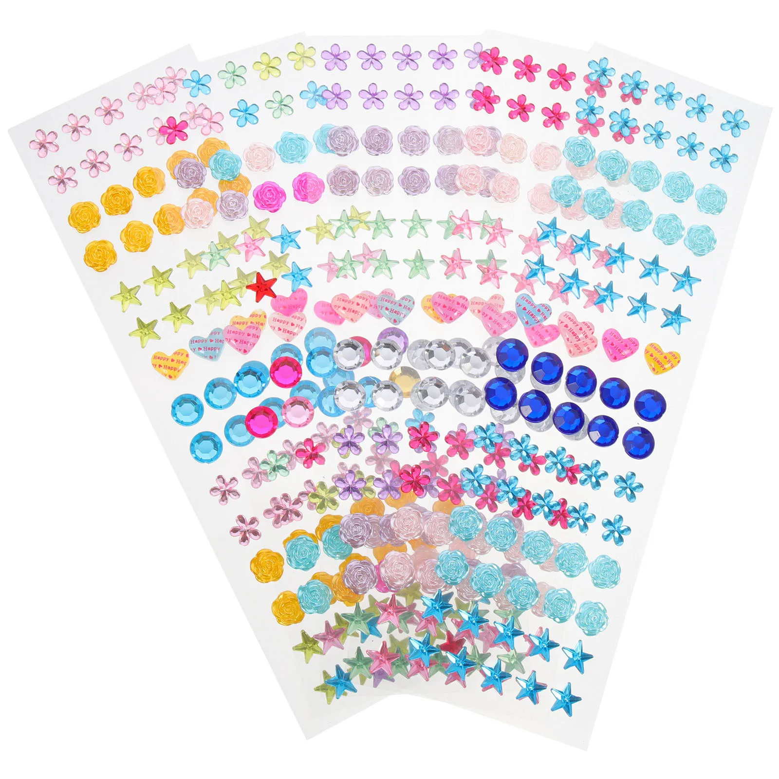 5 قطعة ملصقات الماس الملونة 5 ورقة متنوعة الأحجار الكريمة للحرف اليدوية Diy بها بنفسك حجر الراين الشارات سجل القصاصات الهاتف سيارة ديكور الاكريليك الكريستال