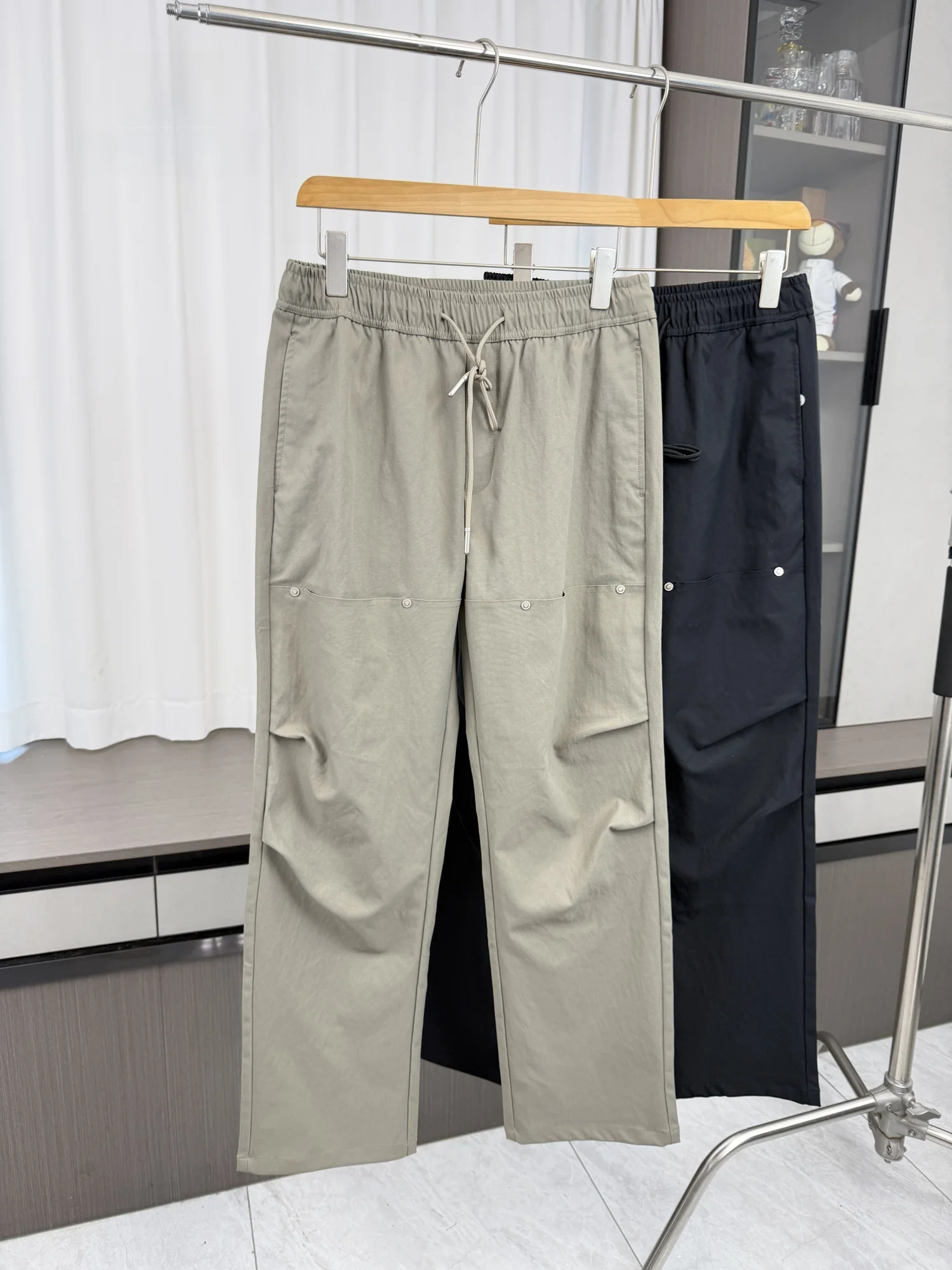 Men's Casual Pants Double Pleat Design Breathable Pure Color Skin-friendly Autumn Loose Fit Straight Leg Pants Trendy