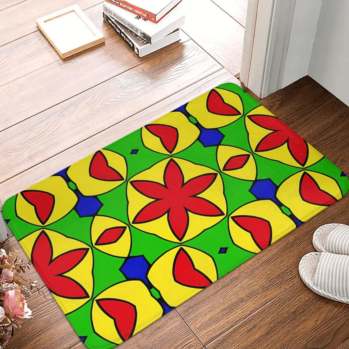 Pop Art Floral Pattern Graphic Design Non-slip Rug Doormat Kitchen Mat Hallway Carpet Bedroom Decor