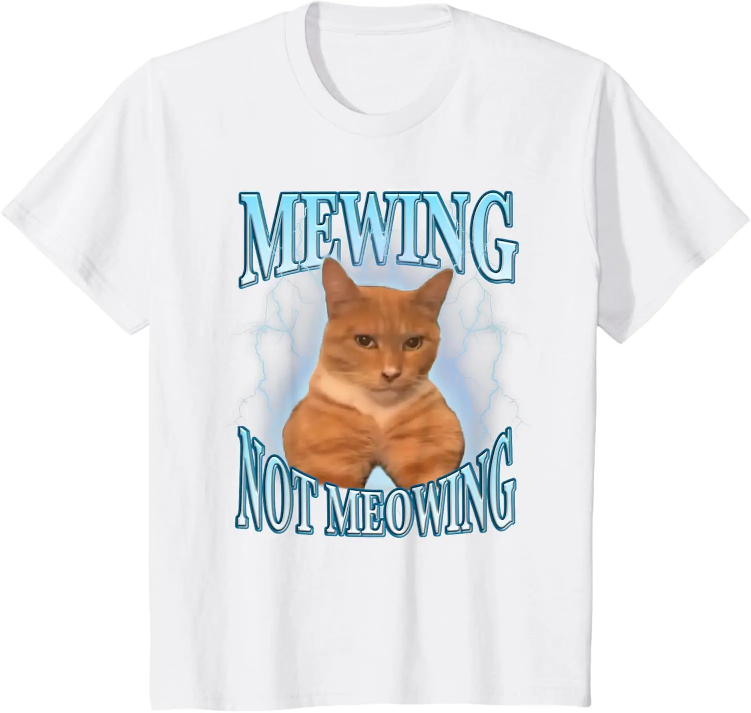 Funny Cat Meme Mewing LooksMax Meowing Cat Trend T-Shirt Unisex Fashion Casual Short-sleeved Crew-neck Top