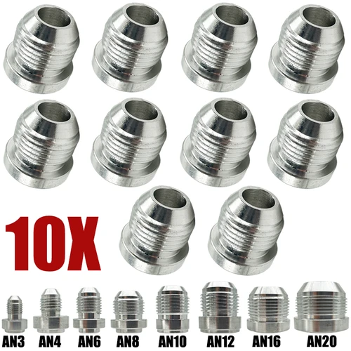 10X AN3 AN4 AN6 AN8 AN10 AN12 AN16 AN20 Adaptador de soldadura macho Bung de soldadura Manguera de aluminio Tubo de tubo Ajuste recto Plata