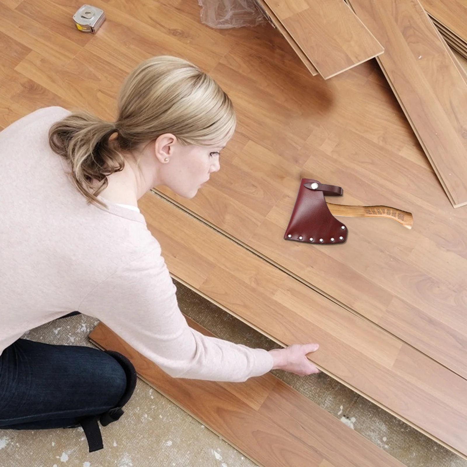 

1Pcs Axe Protective Casing Easy Install Remove Metal Buckle Design Cowhide Material Versatile Use Cowhide Protector