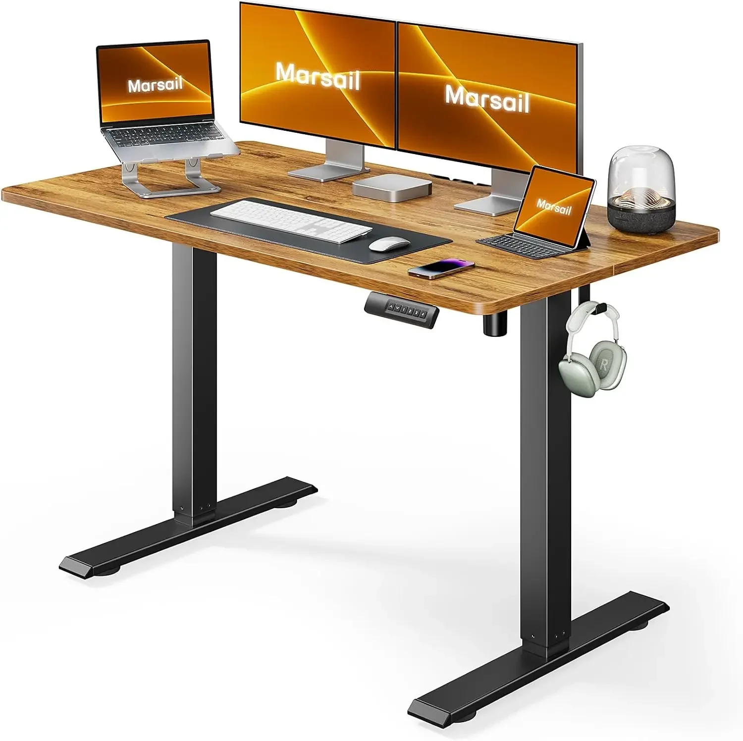 48 * 24 Inch Standing Desk Adjustable Height, Stand Up Desk for Home Office Furniture Computer Desk Memory W/ Headphone Hook