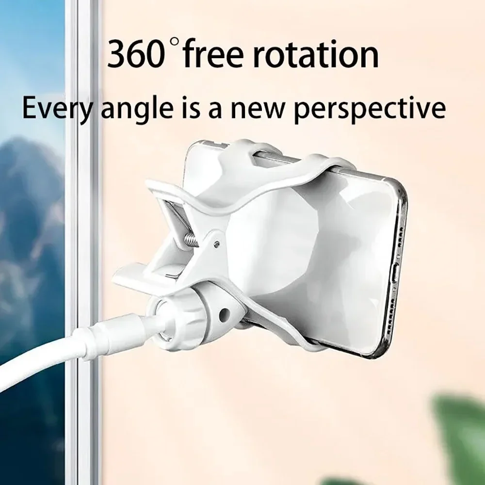 كسول معقوفة الذراع الطويلة كليب قوس 360 °   حامل هاتف علوي مرن لسطح المكتب بجانب السرير لهاتف iPhone Samsung Live Stream