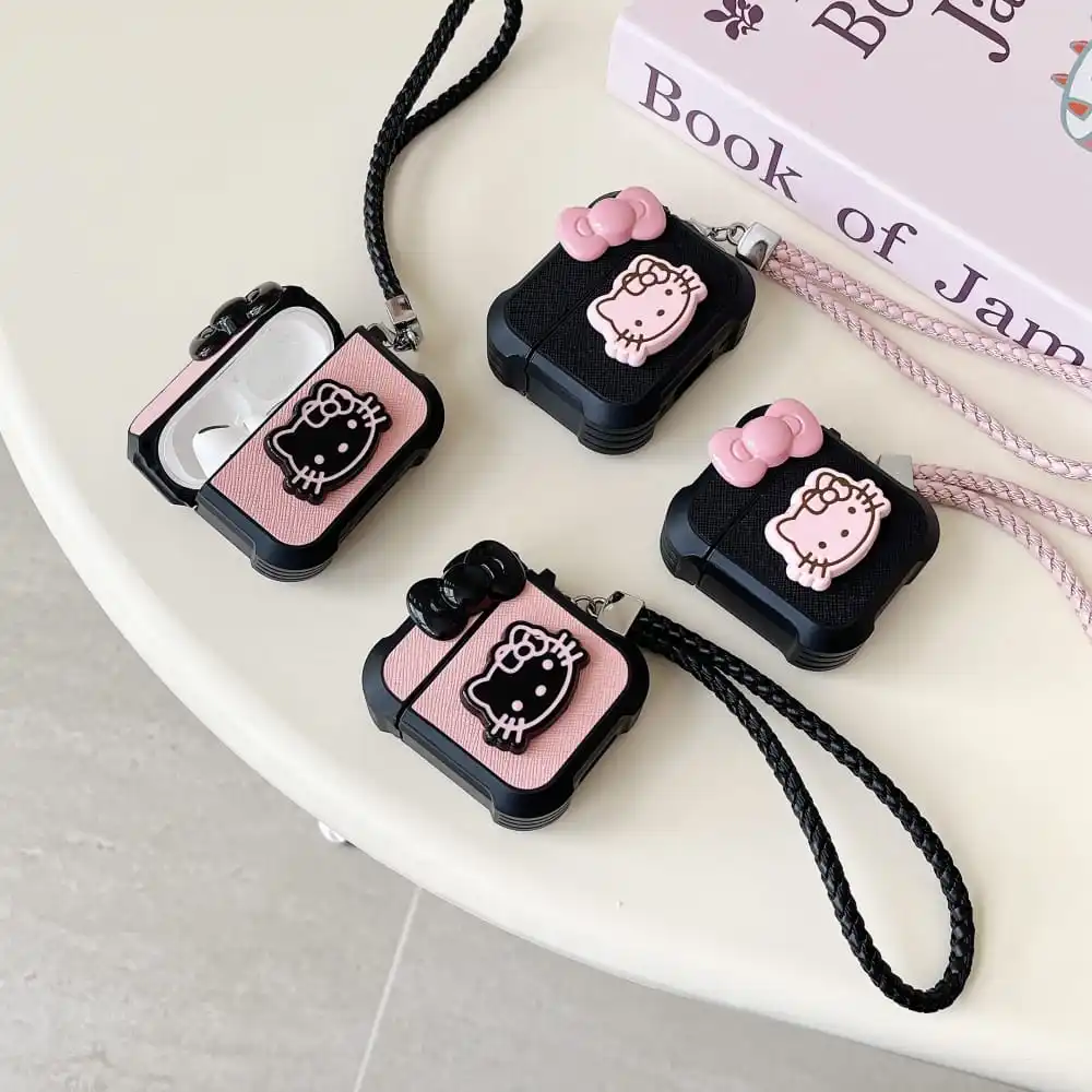 イヤホン用の素敵な保護ケース,1, 2, 3プロ,漫画のキャラクター,イヤホン用,ストラップ付き,ハローキティ,柔らかくてかわいい,特別オファー