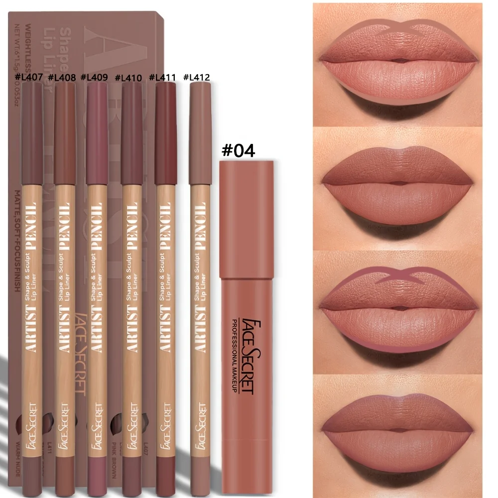 Set da 7 pezzi Set per trucco Set per labbra opaco e rossetto Set per labbra opaco impermeabile a lunga durata Set per trucco quotidiano e confezione regalo Set di pastelli per labbra