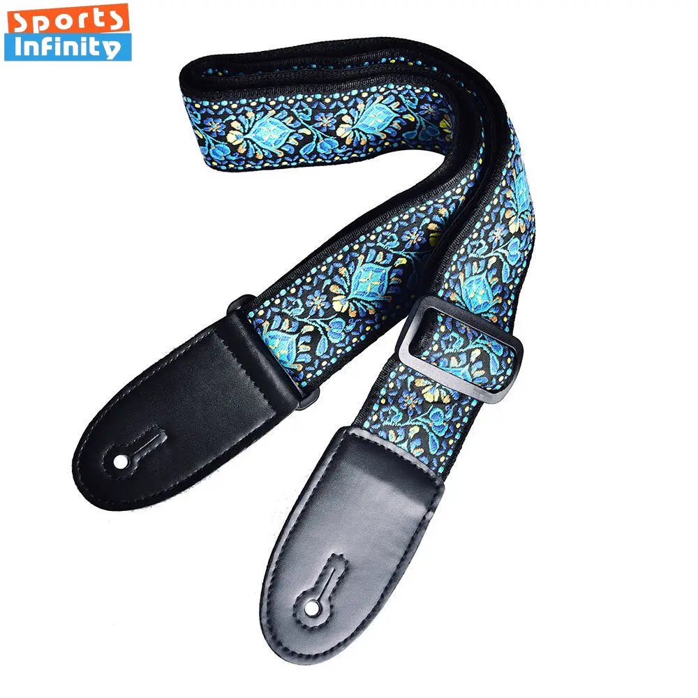 Fashion Printed Acoustic Electric Guitar Strap Widened Wooden Guitar Shoulder Strap Electric Guitar Bass Universal Strap Belt