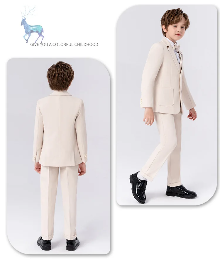 Top Quality Boys Formal Suit Ceremony Wedding Campus Student Tuxedo Dress Gentleman Kids Costume Children\'s Blazer Clothing Set