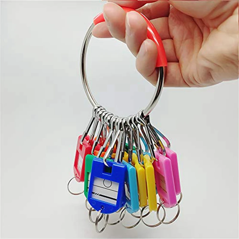 Portable Metal Ring Key Organizer Metal Ring Key Organizer With 16 Spring Hooks & Key Tags With Ring And Label Window