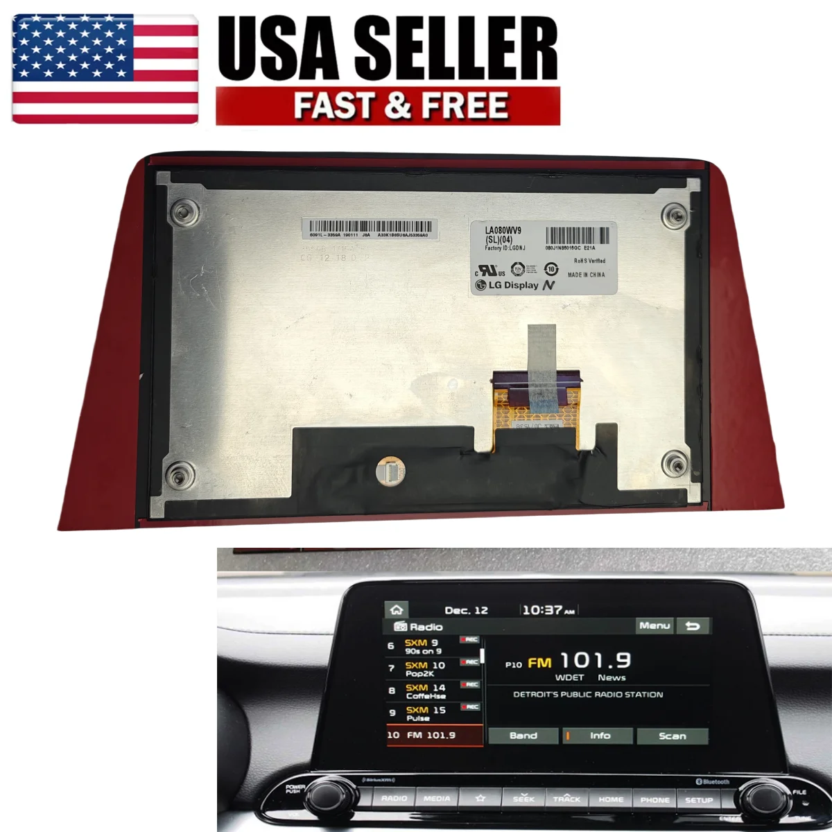 LA080WV9-SL08 LCD Display For 2019-2021 Kia Forte Stinger Seltos Cetato Nav Radio Screen 96160M7070WK Repairment LA080WV9