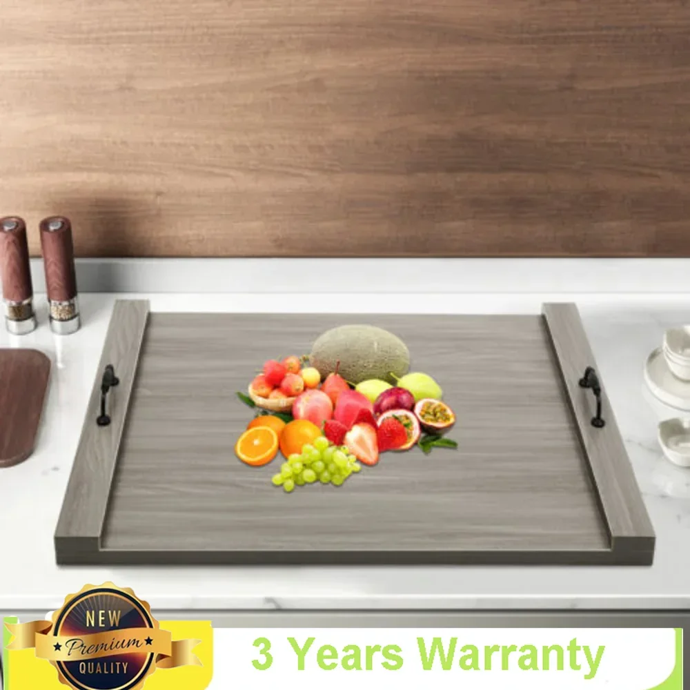 Bymaocar Rectangle Classic Noodle Board Stove Cover Wood Top Cover Kitchen Storage Tray Organization Anti-abrasion & Anti-color 