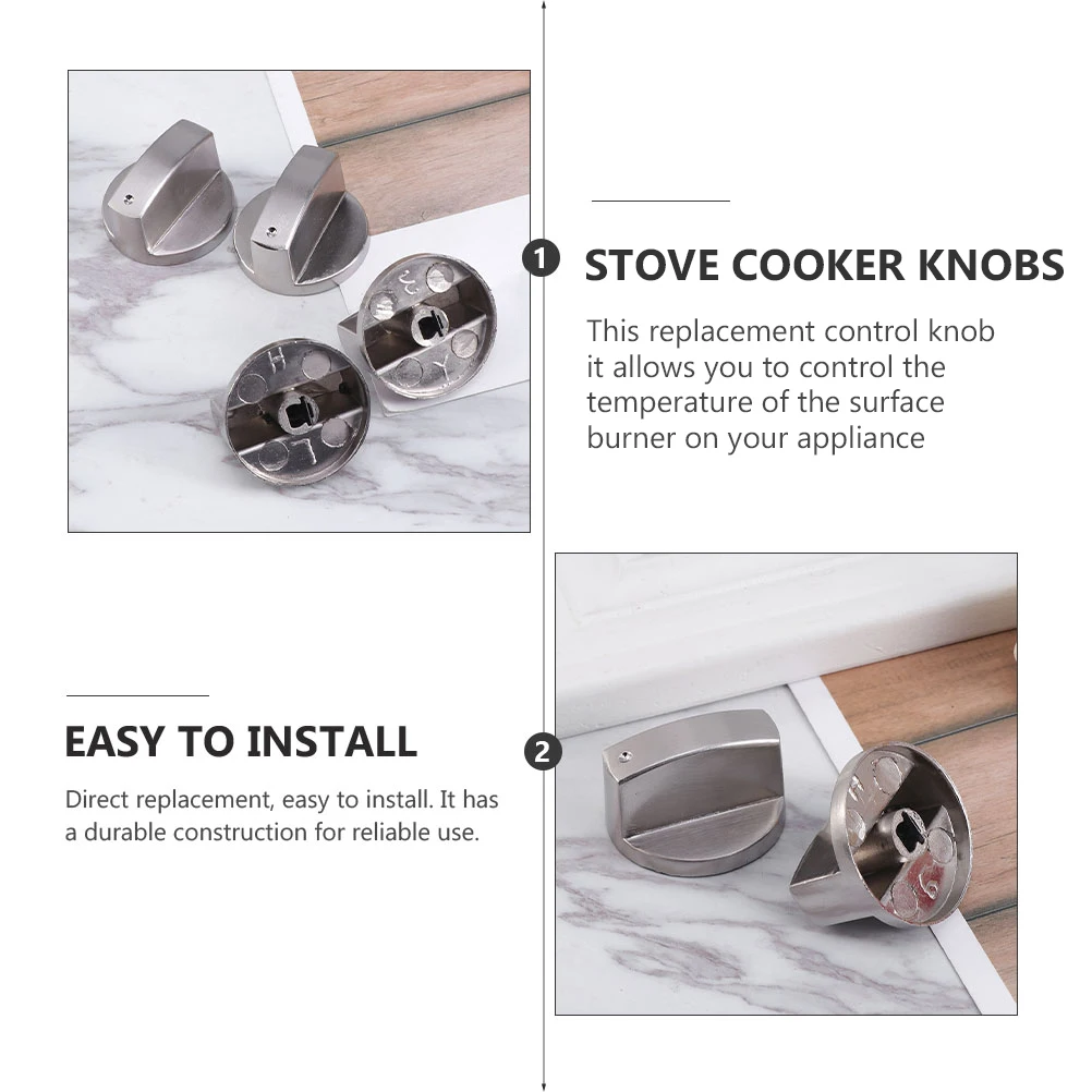 

3Pcs Gas Stove Replacement Knobs Zinc Alloy Durable Construction Easy Install Cooker Bar Accessories