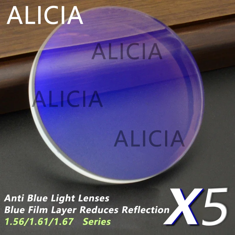 Anti Blue Light Blocking Lens Blue Film Layer CR-39 1.56/1.61／1.67 Myopia  Astigmatism Lens Man Woman