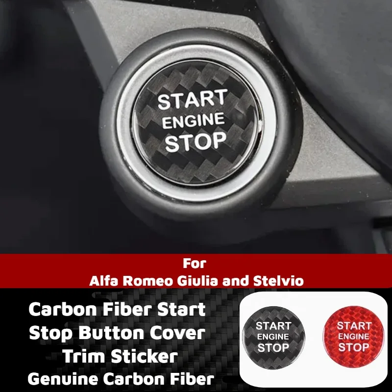 Real Carbon Fiber Engine Start Stop Button Cover Decorative Sticker for Alfa Romeo Giulia Stelvio Car Interior Accessories