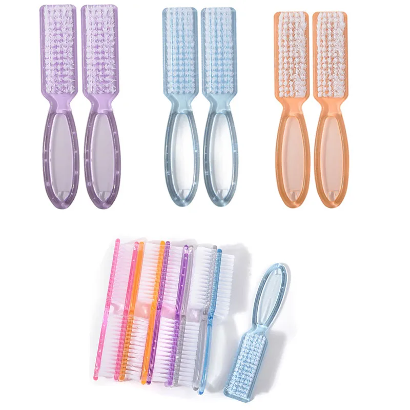 New 2PCS Nail Cleaning Brush Long Handle Brush Square Head Dust Nail Brush Nail Cleaning Nails XJS11