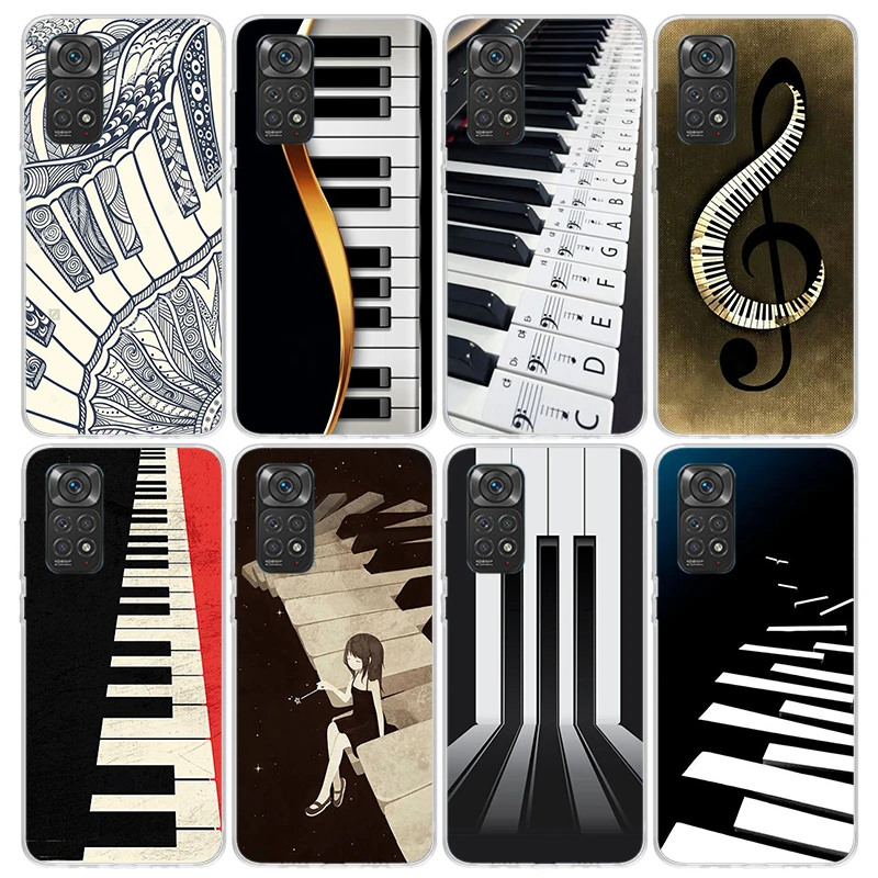 Music Piano Keyboard Phone Case for Xiaomi Redmi Note 13 12S 12 11S 11 11E 11T 10S 10 Pro Plus 9 9S 8 8T 7 5G Soft Cover Fundas