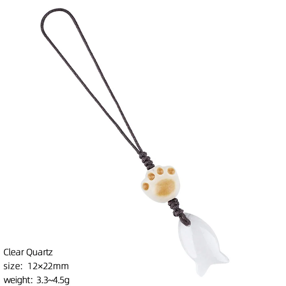 Natural Crystal Amethysts Fish Pendant Keychain Bag Accessory