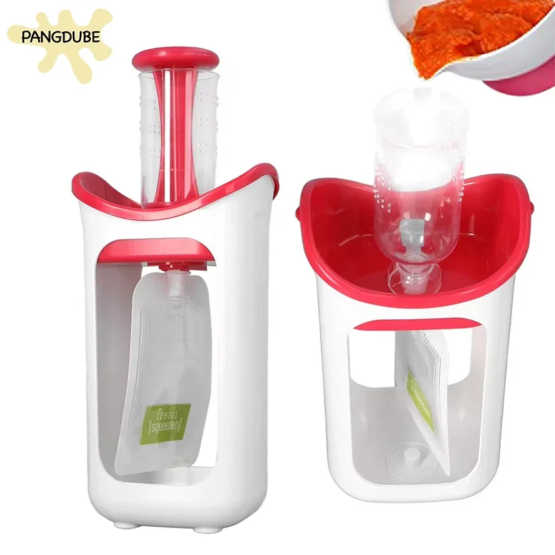 Baby Food Squeeze Station with 10pcs Food Storage Bag Newborn Complementary Food Dispenser Fruit Container Pouch Filling Machine