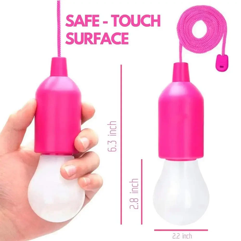 หลอดไฟ LED แบบพกพาแบบย้อนยุคแขวนที่มีสีสันดึงหลอดไฟไฟสำหรับบ้านโรงรถเต็นท์สำหรับลานบ้าน