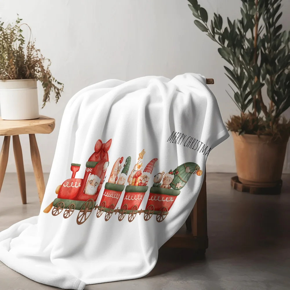 

Tuniu милое рождественское одеяло с поездом для дивана-кровати, украшение для спальни, подарок