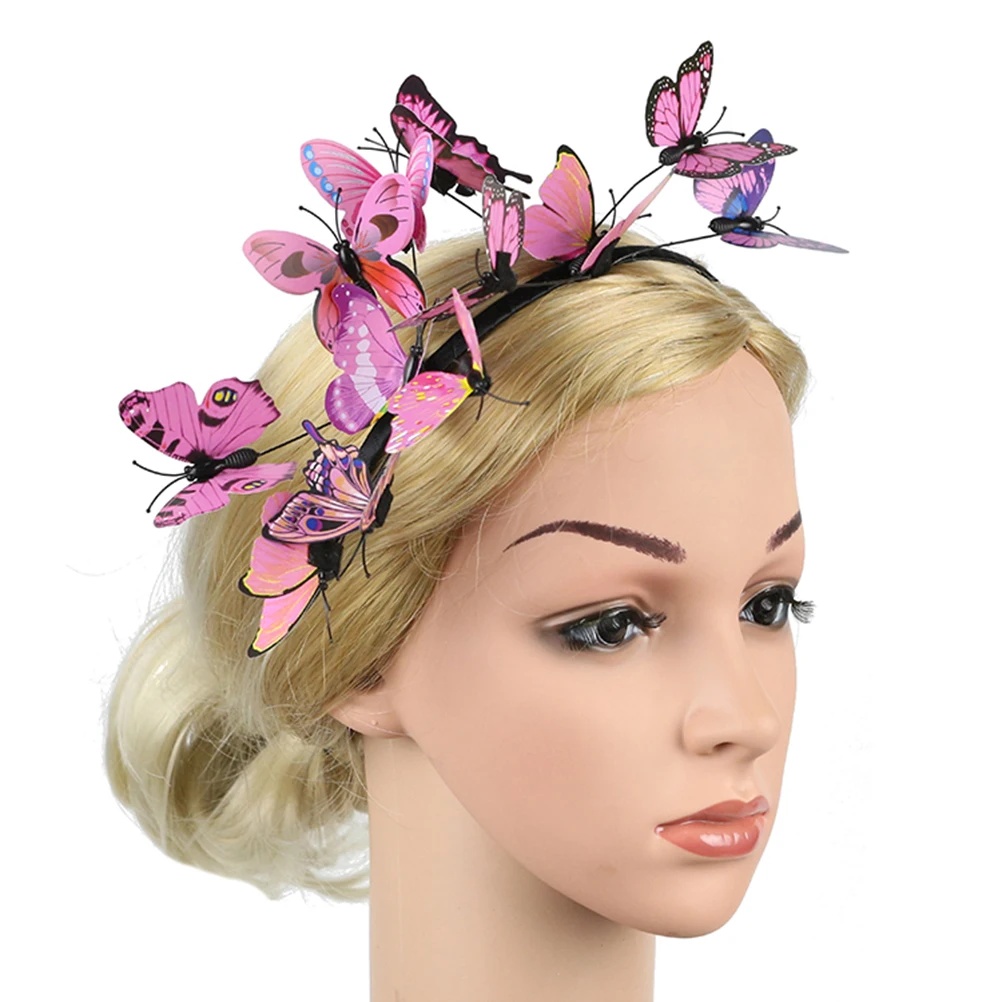

Butterfly Headband Women Hair Hoop Adjustable Sparkle Plastic Party Accessories Travel Elegant Charm Holiday Valentine Mother