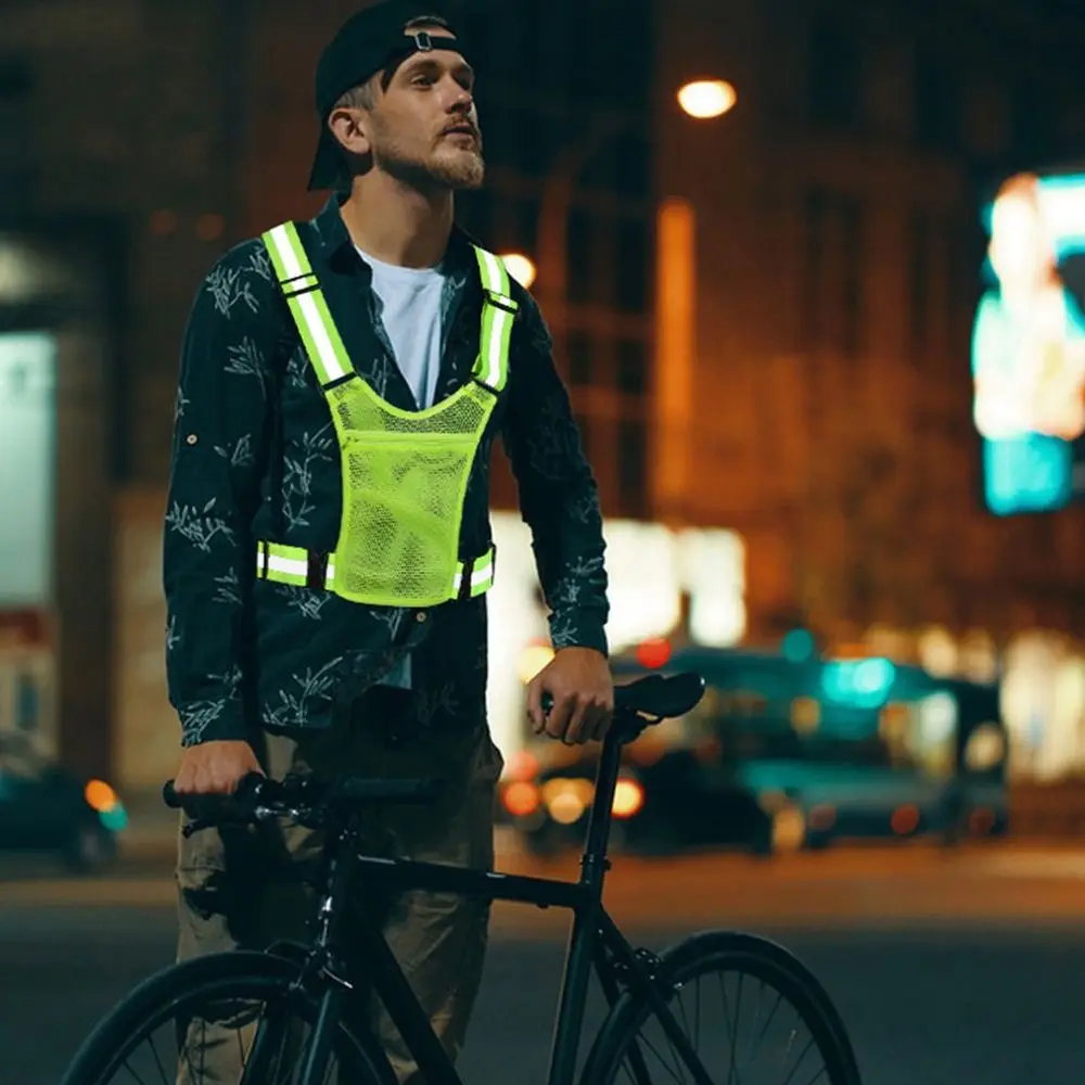 

Multicolor Highlight Reflective Vest Lattice Reflective Straps with Pocket Safety Vest Elastic Breathable Mesh