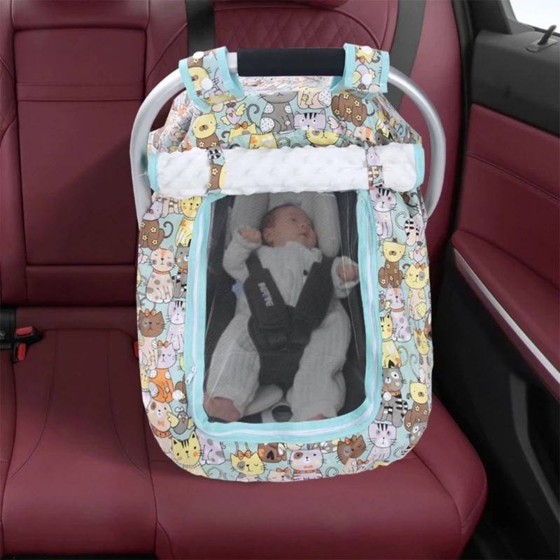 Baby Veiligheidshoes Kinderwagen Zonnescherm Cover Met Cartoon Print Baby Auto Carrycottes Ademende Winddichte Hoes