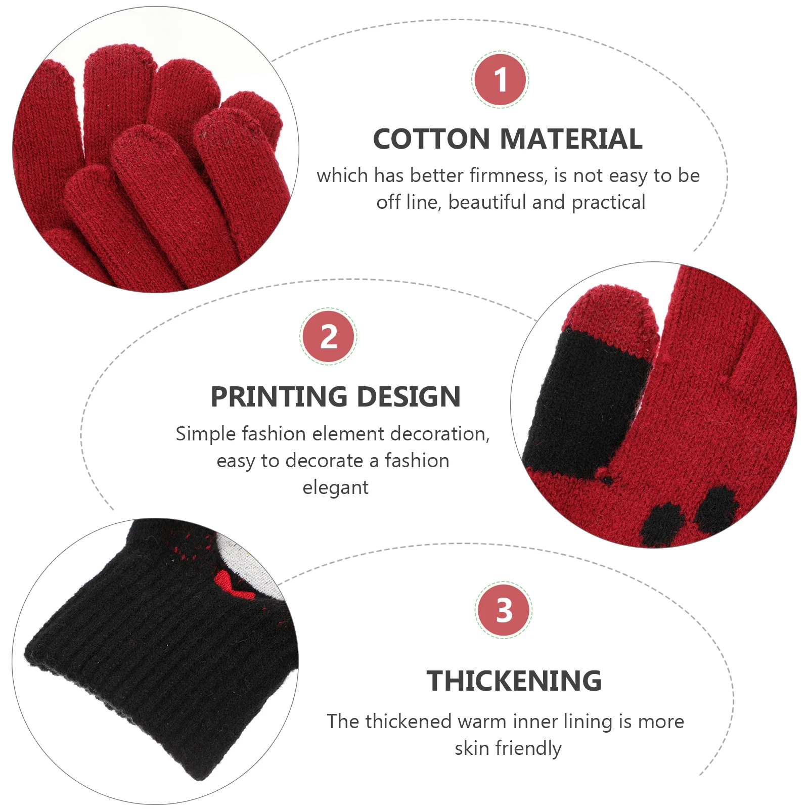 

Touch Screen Knitted Windproof Thumb Warmer Wool Thicken Man Cartoon Student Wool Gloves Student Winter Fully Touchable