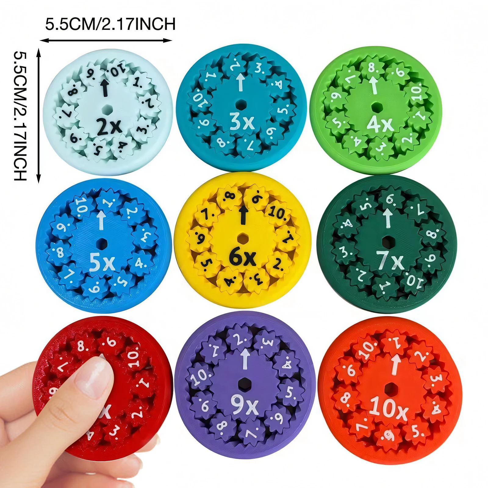 Math Fidget Spinners Set - Educational Math Fact Spinners for Interactive Multiplication & Division Practice