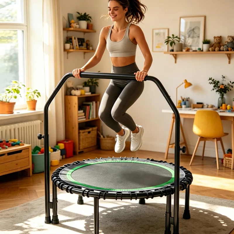 High Quality Bounce Bed for Home Use Adults and Children Silent Fold Able Round Armrest Fitness Sports Trampoline